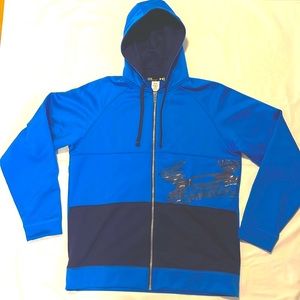 Under Armour ColdGear Hooded Full zip Sweatshirt (Loose Fit). Royal Blue - Large